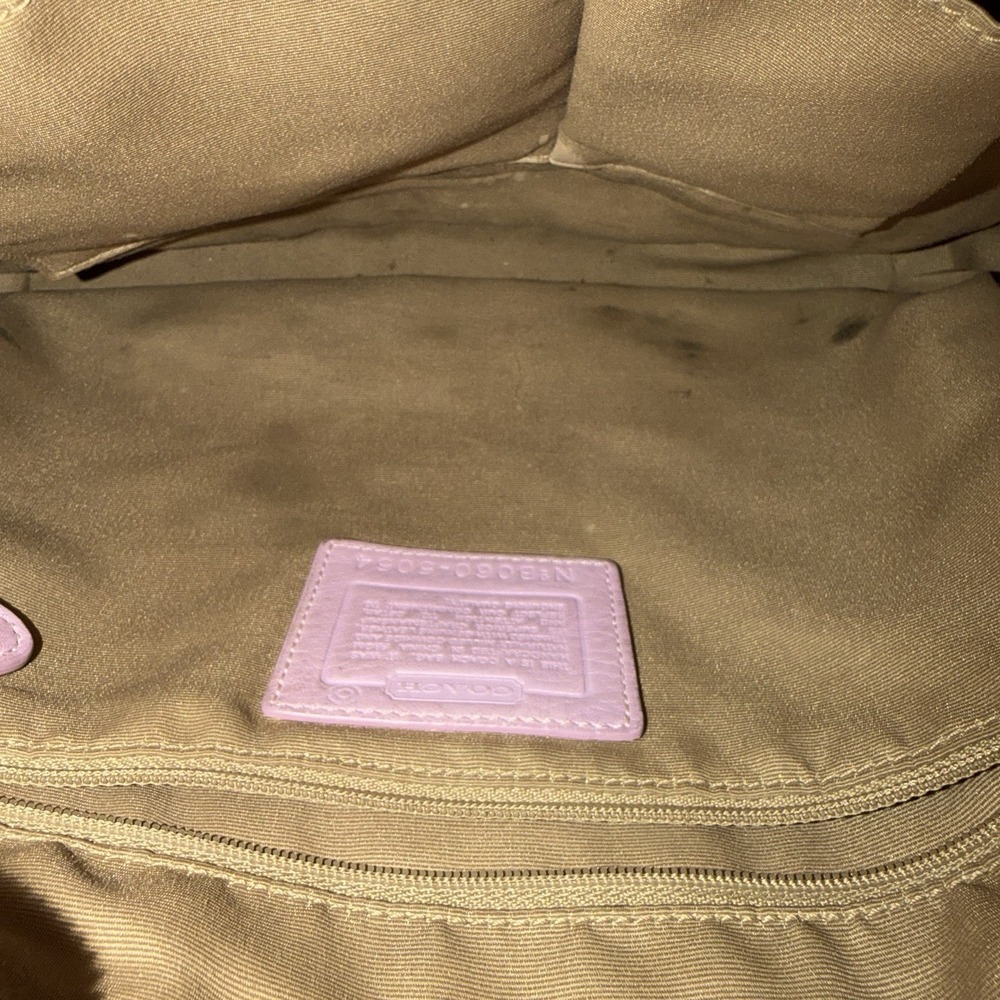Coach Lilac Pebbled Shoulder Bag Buckle Accent Silver Hardware Designer Classic - Picture 3 of 14